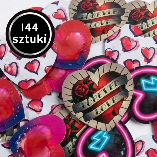Prezerwatywy Pasante Heart w kształcie serca cienkie dla par 144 szt.