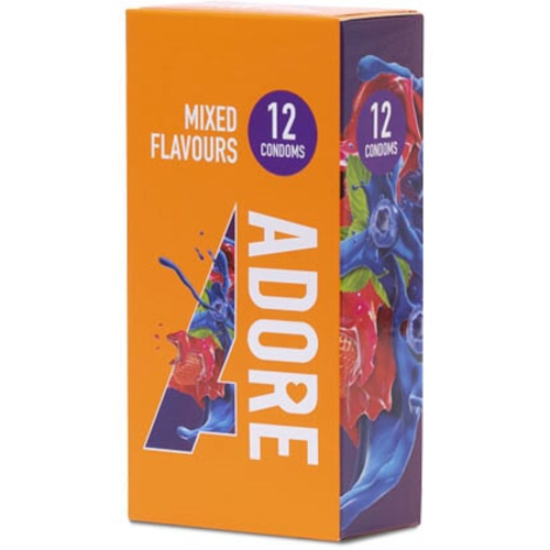 Prezerwatywy Smakowe Pasante Adore Mixed Flavours Kolorowe Zapachowe Mix 12 szt.