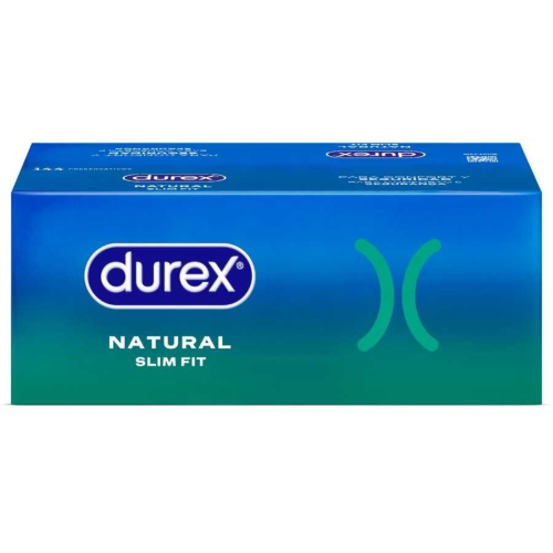 Durex Natural Slim Fit prezerwatywy dopasowane mniejszy rozmiar cienkie nawilżane 144 szt.