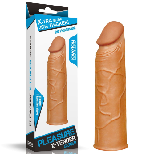 Nakładka na penisa przedłuża powiększa rozmiar LOVETOY Add 1" Pleasure x Tender Brown