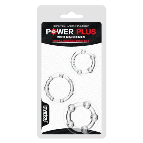  Pierścień erekcyjny dłuższa erekcja LOVETOY Power Plus Triple Beaded Ring 3 szt.