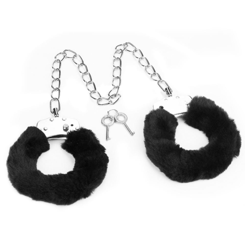 Kajdanki czarne pluszowe BDSM LOVETOY Fluffy Leg Cuffs