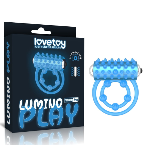 Pierścień erekcyjny świecący w ciemności wibrujący z wypustkami LOVETOY Lumino Play Penis Ring 1 szt.