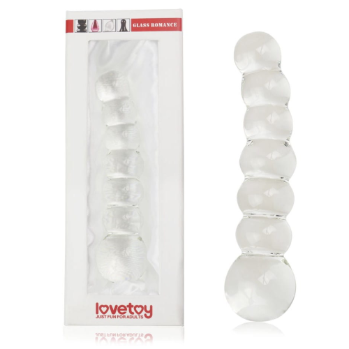 Dildo szklane przeźroczyste z wypustkami LOVETOY Glass Romance 6,8" 