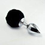 Korek analny z pomponem mały srebrny LOVETOY Pompon Metal Plug Small 