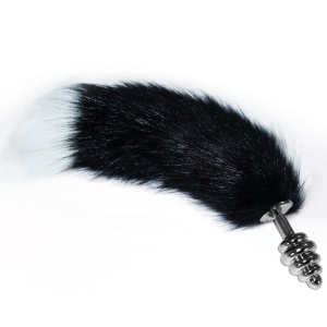 Lovetoy korek z ogonem (czarno-biały) GORGEOUS METAL ANAL TAIL ( SILVER )