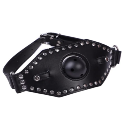 Knebel z kulą i maską czarny PASSION LABS Ballgag with Mouth Mask Black