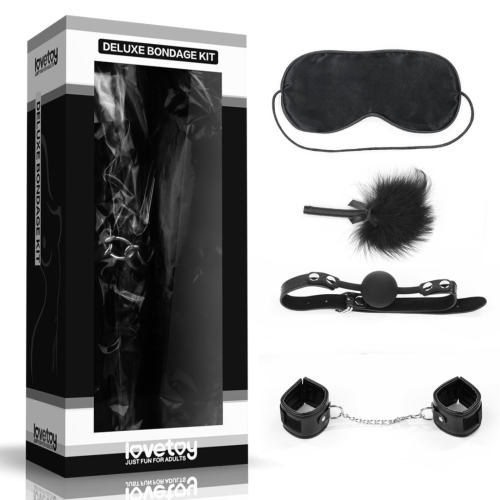 Zestaw BDSM Lovetoy Deluxe Bondage Kit maska knebel piórko 1szt.