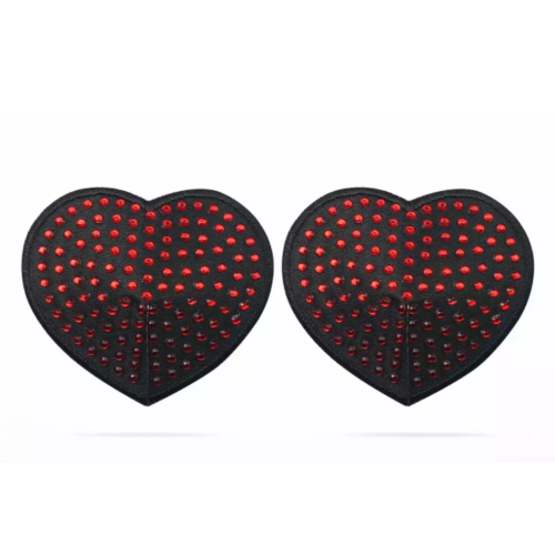 Lovetoy nakładki na biust czarne z czerwonymi cyrkoniami NIPPLE PASTIE