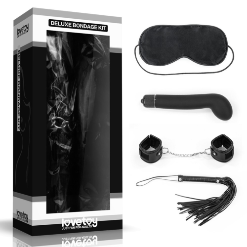 Zestaw BDSM Lovetoy maska kajdanki pejcz wibrator gadżety erotyczne 1szt.