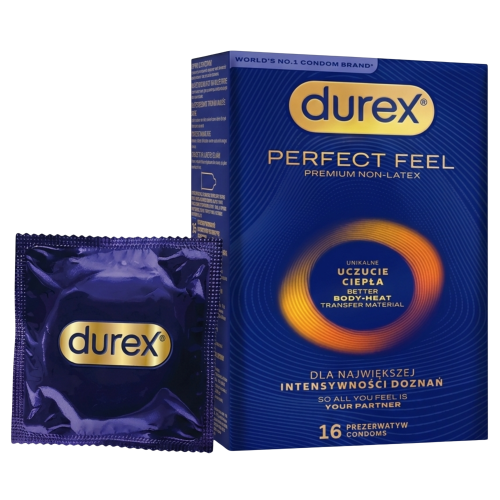Durex Perfect Feel cienkie prezerwatywy nawilżane bez lateksu 16 szt