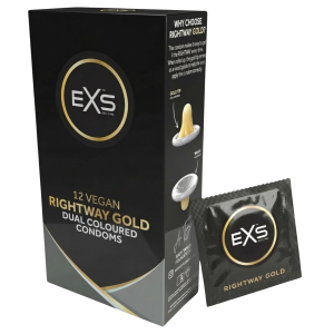 Prezerwatywy cienkie EXS Rightway Gold nawilżane wegańskie 12 szt.