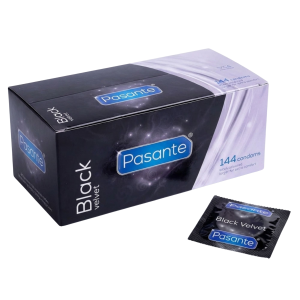 Prezerwatywy czarne Pasante Black Velvet lateksowe nawilżane 144 szt.