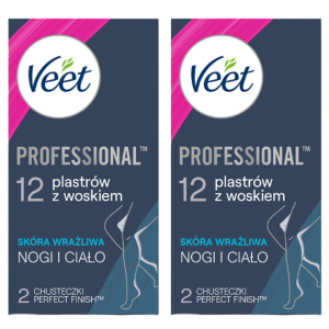 Veet plastry z woskiem do depilacji skóra wrażliwa 24szt
