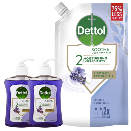 Dettol mydło w płynie lawenda 750ml zestaw