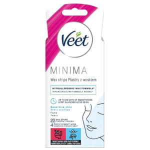 Veet Minima plastry z woskiem do twarzy skóra wrażliwa 20 szt.